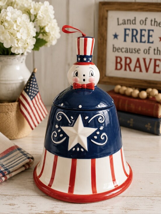 johanna parker Other - Johanna‎ Parker Carnival Cottage Mr Liberty Bell Cookie Jar Patriotic Canister